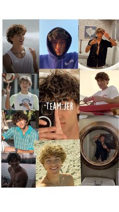 the collage shows many different people and their hair styles, including one man with curly hair