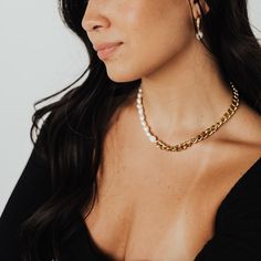 Pearled Chain Necklace *WATERPROOF*-Necklace-Pretty Simple Wholesale Holiday Capsule Wardrobe, Pearl Chain Necklace, Open When, Gifts Under 10, Stocking Stuffer Gifts, Shoe Gifts, American Classic, Holiday Looks, Pearl Chain