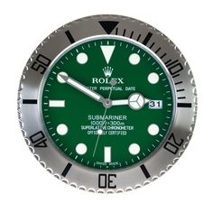 Rolex officially certified perpetual green black gmt master ii wall clock watch good condition, working. Luminous hands sweeping hand (not ticking) quartz movement (requires 2x aa battery) French Country Clock, Antique Grandfather Clock, Men Cave, French Clock, Seth Thomas, Howard Miller, Pendulum Clock, Green And Silver, Mantel Clocks