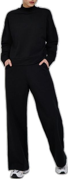 Black Crew Neck Activewear, Black Crew Neck Yoga Activewear, Moisture-wicking Crew Neck Activewear For Yoga, Solid Activewear With Thumbholes, Crew Neck, Black Organic Cotton Crew Neck T-shirt, Mock Neck Sweatshirt, The Zen, Crewneck Design, Bra Dress