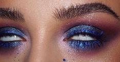 Eyelash Makeup Look, Makeup Motivation, Eyelash Makeup, 20 Makeup, Blue Eyeliner, Glitter Eye Makeup