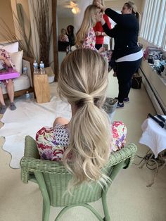 Rehearsal Dinner Hair, Bridesmaid Ponytail, Formal Ponytail, Junior Bridesmaid Hair, Wedding Ponytail, Bridemaids Hairstyles, Low Ponytail Hairstyles, Curled Ponytail, Ponytail Updo