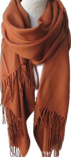 Classic Brown Shawl Scarves, Casual Solid Winter Shawl, Casual Solid Shawl For Winter, Brown Pashmina Scarves For Winter, Orange Shawl Scarf For Fall, Orange Shawl Scarves For Fall, Orange Winter Shawl Scarf, Brown Pashmina Shawl For Winter, Casual Solid Color Shawl Scarf