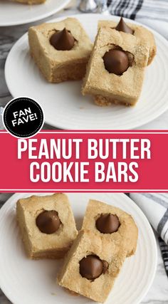 peanut butter cookie bars on a white plate