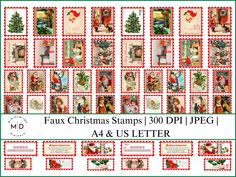 a christmas stamp with images of santa and his family