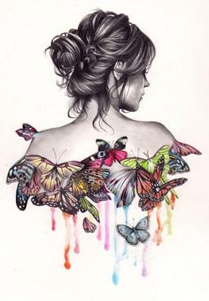 the back of a woman's shoulder with butterflies on it, and text that reads yesterday i was clever, so i wanted to change the world today am wise, so i am changing my