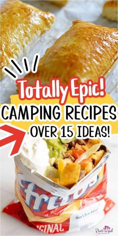 some food is in a container with the words totally epic camping recipes over it