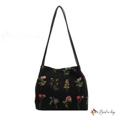 Bird in Bag - New embroidered tote bag female canvas bag large capacity shoulder female bags fashion crossbody bag Embroidered Shoulder Bag, Flowers Tote, Embroidered Tote Bag, Embroidered Tote, Vintage Shoulder Bag, Leather Handbags Women, Satchel Tote, Canvas Handbags, Canvas Shoulder Bag