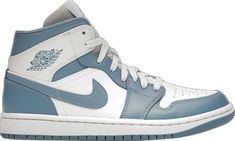 Air Jordan 1 Mid Unc, Jordan 1 Mid Unc, Cute Jordans, Nike Shoes Girls, Preppy Shoes, Blue Jordans, Jordan Shoes Girls, All Nike Shoes, Cute Nike Shoes