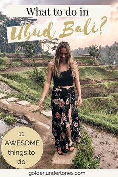 a woman standing on a path with the words what to do in ubud bali?