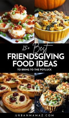 Friendsgiving Food Ideas to Bring to the Potluck Friendsgiving Meal Ideas Easy, Thanksgiving Open House Food, Lunch Ideas For Potluck, Appetizer For Friendsgiving, Unique Friendsgiving Food Ideas, Friendsgiving Main Dish, Friendsgiving Brunch Ideas Food