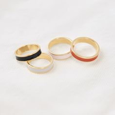 The perfect pop of color. #rings #jewelry #pinkring Modern Everyday Enamel Jewelry, Gold Open Enamel Ring For Everyday, Gold Enamel Rings In Modern Style, Modern Gold Rings With Enamel, Trendy Enamel Ring For Everyday, Rose Gold Enamel Ring, Trendy Enamel Rings, Minimalist Enamel Ring Jewelry, Gold Enamel Ring For Everyday Wear