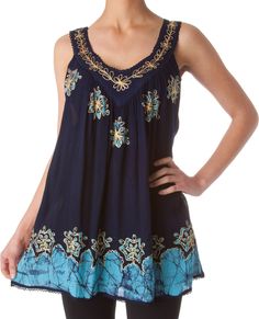 Sakkas Batik Embroidered V-Neck Sleeveless Blouse Fashion Inspiration Design, Plus Dresses, Cotton Blouses, Comfortable Fashion, Sleeveless Blouse, Dream Wardrobe, Women's Fashion Dresses, Quality Clothing, Tank Top Fashion