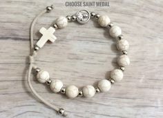 Saint Medal Rosary Bracelet Custom Handmade Christian Jewelry - Etsy Christian Bracelets Diy, Catholic Rosary Bracelet, Rosary Making, St Gerard, Catholic Bracelet, Personalized Rosary, Rosary Jewelry, Beaded Rosary, Christian Bracelets