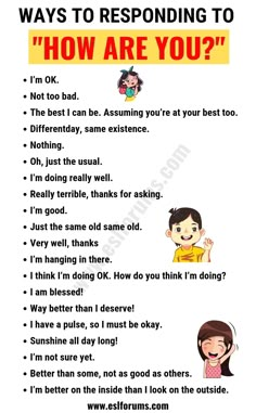 an english poster with the words how are you? and two people talking to each other