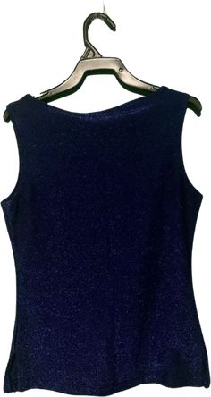 Sparkling Blue stretchy sleeveless top Casual Sleeveless Party Top, Casual Sleeveless Top For Party, Blue Fitted Tank Vest, Fitted Blue Tank Vest, Blue Scoop Neck Vest Top, Stretch Sleeveless Tank Top For Party, Blue Fitted Vest Top, Sleeveless Party Tank Top, Blue Stretch Tank Top For Party