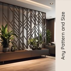 a living room filled with lots of plants next to a wall covered in wood paneling