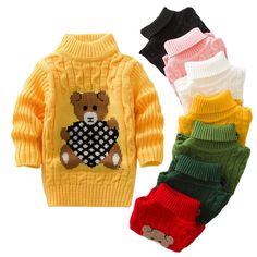 Size Information Unit:CM Size 90=2T; Sweater Length=38,Chest=44,Sleeve=30; Size 100=3T; Sweater Length=40,Chest=48,Sleeve=32; Size 110=4T; Sweater Length=42,Chest=52,Sleeve=34; Size 120=5; Sweater Length=45,Chest=56,Sleeve=36; Size 130=6; Sweater Length=48,Chest=60,Sleeve=38; Size 130=7,8; Sweater Length=50,Chest=64,Sleeve=40; Size 90 For 80-90cm Kids,2 Years old; Size 100 For 90-100cm Kids,3 Years old; Size 110 For 100-110cm Kids,4 Years old; Size 120 For 110-120cm Kids,5 Years old; Size 130 For 120-130cm Kids,6 Years old; Size 140 For 130-140cm Kids,7-8 Years old; Note: 1.There is 2-3cm difference according to manual measurement.(1 inch = 2.54 cm) Size Table Sweaters For Toddlers, Birthday Sweater, Girls Sweater, Knit Bottom, Cartoon Bear, Bear Cartoon, Baby & Toddler Clothing, Girls Sweaters, Baby Accessories