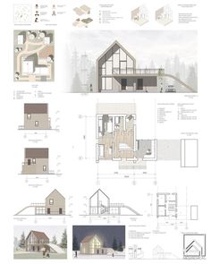 some drawings and plans for a house in the woods