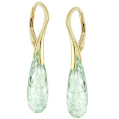 "Condition: Brand New Main Gemstone: Green Amethyst Metal: Sterling Silver Type: Drop / Dangling Earring Metal Purity: Solid 925 Sterling Silver Designer: RM Fastening: Leverback Main Stone Shape: Briolette / Teardrop Dimension(Earring): 1 1/8\" to 1 3/8\" Approx Code: A(53) Stone Grade: AAA Country/Region of Manufacture: United States Finish: 14k Yellow Gold Plated" Green Amethyst Earrings, Amethyst Earrings, Green Amethyst, Spring Rings, Solid 925 Sterling Silver, Jewelry Inspiration, Women Rings, Jewelry Earrings Dangle, Etsy Earrings