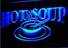 HOT SOUP Restaurant Cafe Display Neon Light Sign Led Light Signs, Cafe Display, Lounge Club, Vintage Tin Signs, Retro Logos