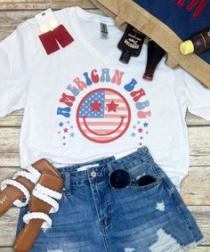 Our patriotic graphic tees are so cute and make great personalized gifts! We are loving this patriotic design. Perfect for Memorial Day, 4th of July, and Labor Day! Of course you can never go wrong wearing patriotic attire and monograms all year long! Pair with jeans, shorts, or monogrammed leggings! The options are endless!
GILDAN
Short Sleeve - 6.0 oz. pre-shrunk 100% cotton
Long Sleeve - 6.0 oz. pre-shrunk 100% cotton
V-Neck - 4.5 oz. pre-shrunk 100% ring spun cotton
Tank Top - 5.3 oz. pre-sh Trendy American Flag T-shirt For 4th Of July, Cute American Flag Print T-shirt For Summer, 4th Of July Fun Style T-shirt With Letter Print, Fun Pre-shrunk T-shirt For 4th Of July, Cute Independence Day T-shirt With Graphic Print, 4th Of July Fun T-shirt With Letter Print, Cute Independence Day Graphic Print T-shirt, Fun 4th Of July T-shirt With Letter Print, Cute Independence Day Graphic T-shirt