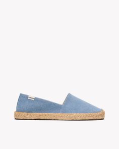 The Original Espadrille - Denims - Light Wash - Women's Classic Round Toe Espadrilles For Summer, Summer Espadrilles With Branded Insole, Blue Comfortable Espadrilles For Summer, Casual Summer Espadrilles With Removable Insole, Casual Blue Espadrilles For Summer, Casual Blue Summer Espadrilles, Classic Espadrilles With Rubber Sole For Beach, Cotton Espadrilles With Woven Sole For Beach, Cotton Espadrilles With Woven Sole For Summer