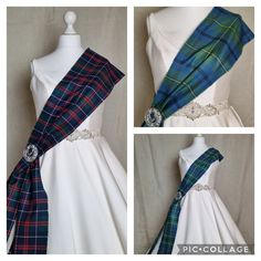 Made to order Tartan / Plaid Sash in a wide range of Tartans.  The Tartan / Plaid Sash is perfect  for representing your Scottish heritage at your Wedding, Burns Night or other Special Celebrations.  Made from 100% wool tartan woven in the UK. Size: 15 to 18cm x 220cm Fringed around the edges.  Please fill in your required Tartan in the personalisation box Tartan Sash Wedding, Scottish Tartan Wedding, Plaid Wedding Dress, Tartan Wedding Dress, Scottish Wedding Dresses, Tartan Crafts, Scottish Wedding Themes, Tartan Sash, Tartan Wedding