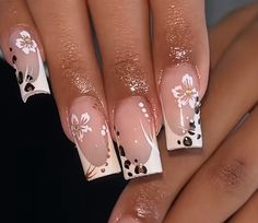 Cheetah Hibiscus Nails, Holiday Acrylic Nails, Wow Nails, Summery Nails, Simple Acrylic Nails, Acrylic Nails Coffin Pink, Unique Acrylic Nails