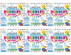 four printable coupons for the summer fun event with balloons and bunting flags