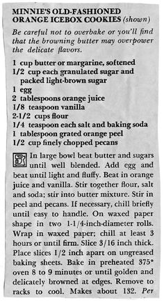 an old recipe for orange icebox cookies