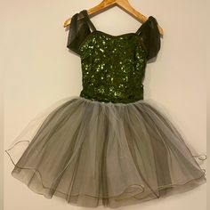 This Costume Has A Woodland Fairy Feel In Its Gorgeous Moss Green And White Layers Of Tulle With The Beautiful Slit Shoulder. Great For Dance Costume Or Play Costume. Never Worn Curtain Call, Woodland Fairy, White Tulle, Dance Costume, Moss Green, Dance Costumes, Kids Costumes, Green And White, Green