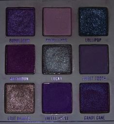 Dark Eyeshadow Palette Aesthetic, Eyeshadow Palette Purple, Purple Makeup Palette, Eyeshadow Palletes Aesthetic, Sparkly Purple Eyeshadow, Eyeshadow Aesthetic Palette, Eyeshadow Pallets Aesthetic, Whimsygoth Makeup, Whimsigoth Color Palette