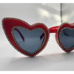 Nwot Red Heart Rhinestone Frames Materials:Red Arcylic, Rhinestones New Without Tags Offers Are Always Welcome Bundle 5 And Save 30% True Winter Palette, Heart Glasses, Heart Rhinestone, True Winter, Red Accessories, Male Doll, Ruby Red, Dolls Kill, Red Heart