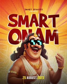 the poster for smart onam, which features an image of a man with sunglasses