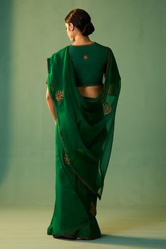 Buy Green Habutai Silk Hand Embroidered Dori Devika Saree For Women by Nishar Ahmed Online at Aza Fashions. Saree For Women, Designer Outfits, Indian Designer Outfits, Indian Designer, Aza Fashion, Silk Sarees, Hand Embroidered, Blouses, Saree