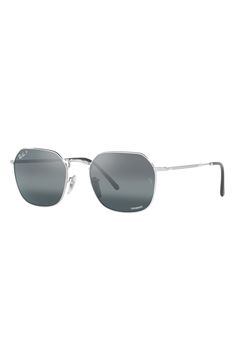 Designed in a retro-inspired style, these Italian-made sunglasses offer a timeless look with mirrored, polarized lenses for optimum visual clarity. 53mm lens width; 20mm bridge width; 145mm temple length 100% UV protection Prescription-compatible Adjustable nonslip nose pads Metal Made in Italy Classic Silver Shield Sunglasses With Mirrored Lenses, Classic Silver Shield Sunglasses With Polarized Lenses, Classic Silver Sunglasses With Uva Protection, Modern Silver Wayfarer Sunglasses, Classic Gray Polarized Sunglasses, Silver Polarized Sunglasses For Outdoor, Silver Wayfarer Sunglasses With Tinted Lenses, Classic Silver Anti-reflective Sunglasses, Silver Polarized Glass Sunglasses