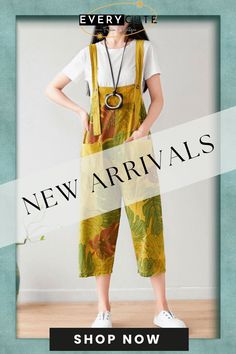 Vintage Yellow Pockets Print Jumpsuit Summer Print Jumpsuit, Jumpsuit Summer, Jumpsuits And Romper, Printed Jumpsuit, Jumpsuit Fashion, Vintage Yellow, Jumpsuit Romper, Jumpsuit, Rompers