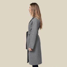 Lilly is a classy, super-soft wool blend trench coat that's casual and versatile enough for every day wear. With two middle buttons and a tie-front belt, it will keep you warm and protected no matter the weather. DETAILS & CARE­­ Extremely soft, wool blend for classy and comfortable every day wear Two middle button fastener and tie waist belt Functional welt pockets at front hips; interior lining set-in pocket Approx. 43.5 inches long from center back to hem Materials - Shell: Wool, polyeste Grey Wool Coat, Gray Wool Coat, Wool Trench Coat, Soft Wool, Wool Coat, Waist Belt, Welt Pockets, Wool Blend, Trench Coat