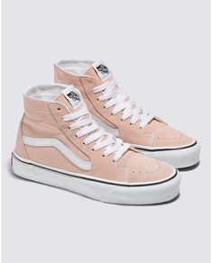 The Sk8-Hi, a deconstructed version of the classic lace-up high top, features a more slender and fitted silhouette than the traditional Sk8-Hi. high top sneaker sturdy suede uppers signature rubber waffle outsoles sizing listed is in Womens (W) White Suede High-top Sneakers, Pink High-top Sneakers With Perforated Toe Box For Streetwear, Suede High-top Lace-up Sneakers, Vans Lace-up Sneakers With Perforated Toe Box, High-top Suede Skate Shoes With Laces, Suede High-top Sneakers With Boost Midsole, Vans High-top Sneakers With Branded Insole, Vans High-top Sneakers With Laces, High-top Suede Skate Shoes With Branded Insole