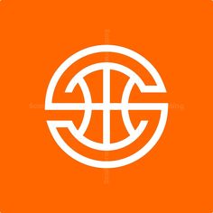 an orange square with the letter e in it's center and a basketball inside