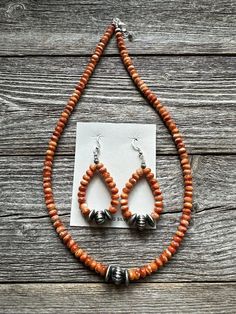 Sterling Silver Orange Spiny Oyster Bead Necklace W Earrings. Necklace: 18 Inch Earrings: 2.5 inch Best Offers Accepted! Adjustable Orange Artisan Necklace, Handmade Orange Sterling Silver Necklace, Orange Gemstone Necklace In Sterling Silver, Unique Hand-strung Orange Necklace, Orange Multi-strand Polished Beaded Necklace, Spiny Oyster, Earrings Set, Bead Necklace, Sterling Silber