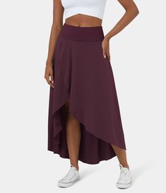 Breezeful™ High Waisted High Low Ruffle 2-in-1 Quick Dry Casual Maxi Skirt Hi Low Skirt, Casual Maxi Skirt, Midi Skirt Casual, Flowy Maxi Skirts, School Wear, Maxi Rok, High Low Skirt, Dance Skirt, Brand Collection