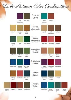 the color chart for dark autumn colors