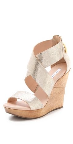 Diane von Furstenberg Opal Wedge Sandals Sandals With Straps, Wedged Sandals, On The Side, Sandals Summer, Von Furstenberg, Look Cool