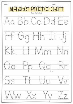 an alphabet practice sheet with the letters and numbers to be used for writing worksheets