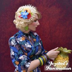 Fruit Headdress, Tahitian Headpiece, Tahitian Headpiece Fresh, Tropical Flower Hair Piece, Flower Orange, Luxury Flower-shaped Women's Fascinator, Orange Wedges, Flower Headdress, Retro Hair