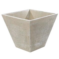 a white square planter sitting in front of a white background with no people around it