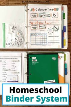 the homeschool binder system is open and ready to be used for school