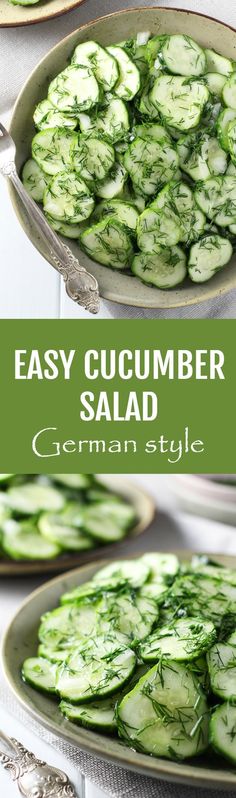 cucumber salad in a serving dish on a table